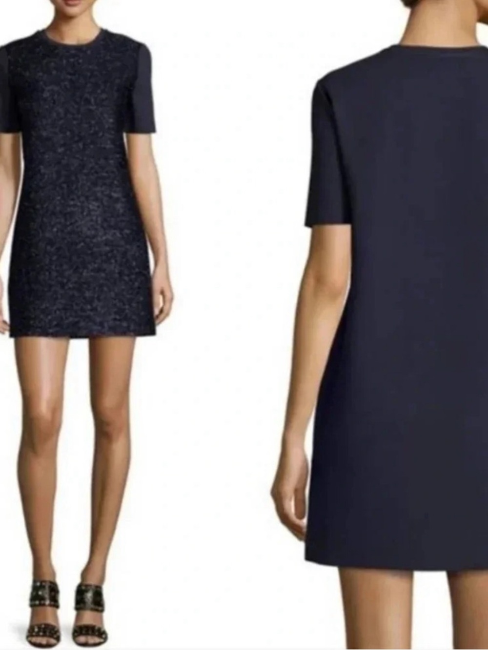 TORY Burch tinsel shimmer shift mini dress NAVY